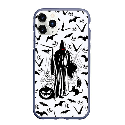 Чехол iPhone 11 Pro матовый Хэллоуин, Grim Reaper / 3D-Серый – фото 1