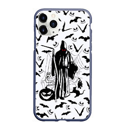 Чехол iPhone 11 Pro матовый Хэллоуин, Grim Reaper, цвет: 3D-серый