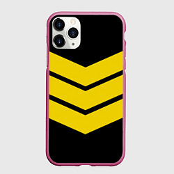 Чехол iPhone 11 Pro матовый Три полоски, цвет: 3D-малиновый