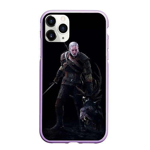 Чехол iPhone 11 Pro матовый The Witcher / 3D-Сиреневый – фото 1