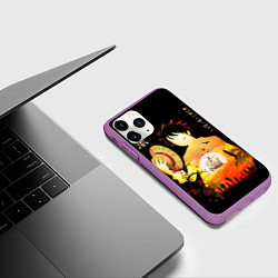 Чехол iPhone 11 Pro матовый Силуэт Луффи One piece, цвет: 3D-фиолетовый — фото 2