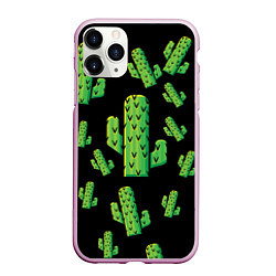 Чехол iPhone 11 Pro матовый Cactus Time - Веселые кактусы, цвет: 3D-розовый