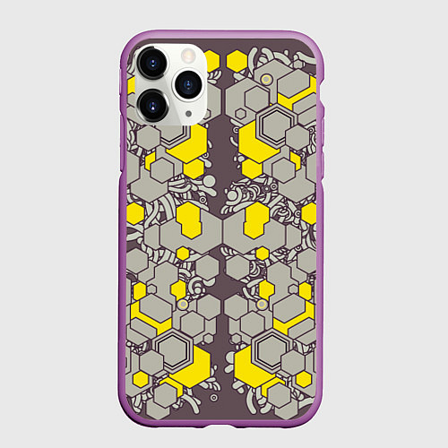 Чехол iPhone 11 Pro матовый Абстракция киберпанк / 3D-Фиолетовый – фото 1