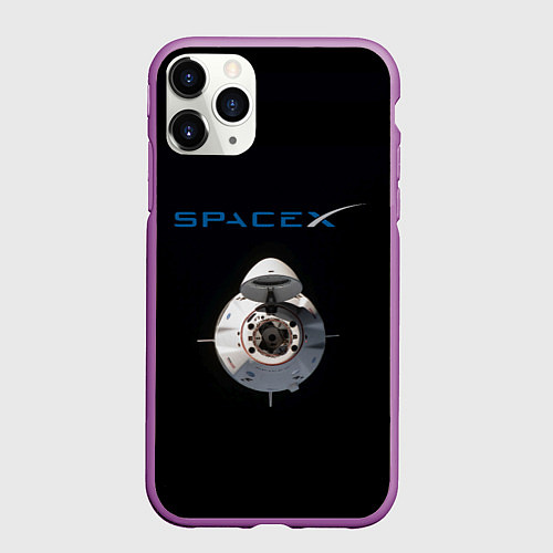 Чехол iPhone 11 Pro матовый SpaceX Dragon 2 / 3D-Фиолетовый – фото 1