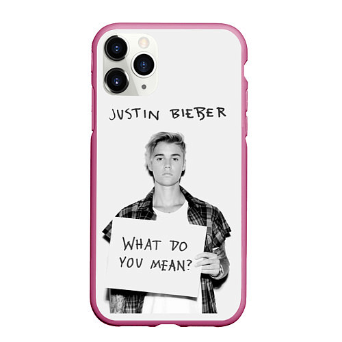 Чехол iPhone 11 Pro матовый JUSTIN BIEBER / 3D-Малиновый – фото 1