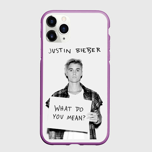 Чехол iPhone 11 Pro матовый JUSTIN BIEBER / 3D-Фиолетовый – фото 1