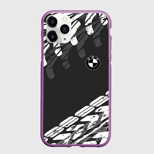 Чехол iPhone 11 Pro матовый БМВ BMW TIRE TREAD / 3D-Фиолетовый – фото 1