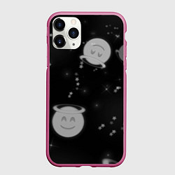 Чехол iPhone 11 Pro матовый Смайл, цвет: 3D-малиновый