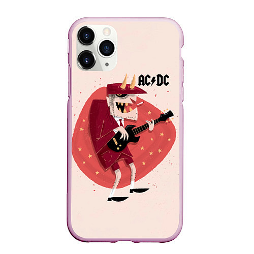 Чехол iPhone 11 Pro матовый Ангус Янг ACDC / 3D-Розовый – фото 1