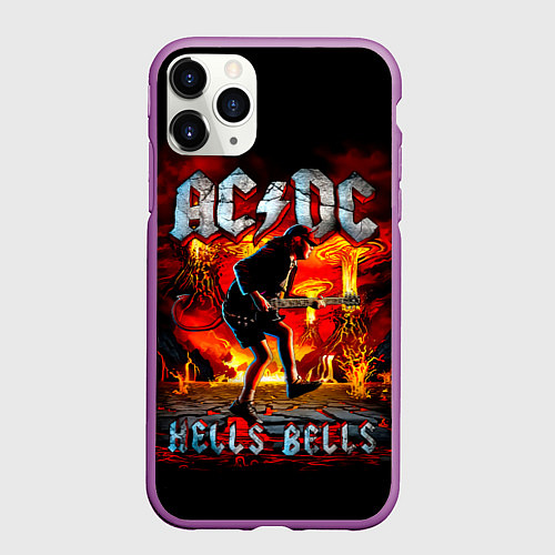 Чехол iPhone 11 Pro матовый ACDC HELLS BELLS / 3D-Фиолетовый – фото 1
