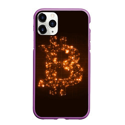 Чехол iPhone 11 Pro матовый СВЕТЯЩИЙСЯ BITCOIN, цвет: 3D-фиолетовый