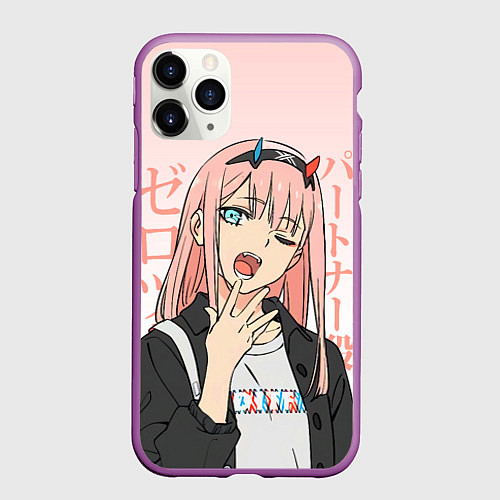 Чехол iPhone 11 Pro матовый Zero Two Darling in the Franxx / 3D-Фиолетовый – фото 1