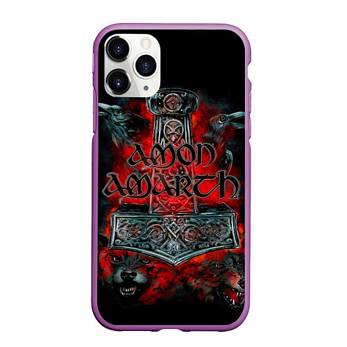 Чехол iPhone 11 Pro матовый Amon Amarth / 3D-Фиолетовый – фото 1
