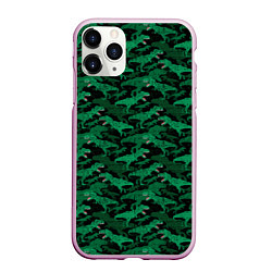 Чехол iPhone 11 Pro матовый Динозавры, цвет: 3D-розовый