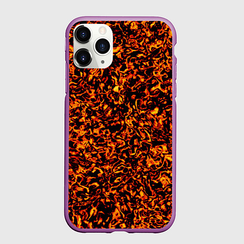 Чехол iPhone 11 Pro матовый Лавовые разводы / 3D-Фиолетовый – фото 1