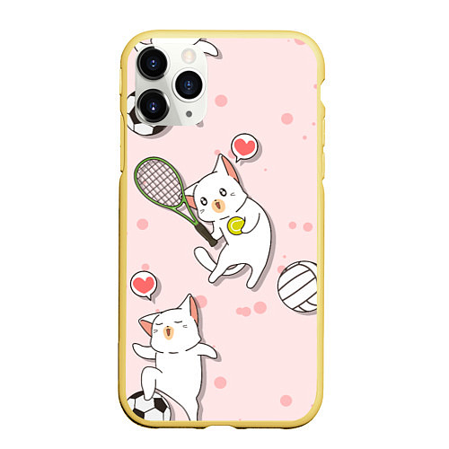 Чехол iPhone 11 Pro матовый Спортивные котики Мяу спорт Z / 3D-Желтый – фото 1