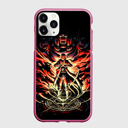 Чехол iPhone 11 Pro матовый Стальной алхимик, цвет: 3D-малиновый