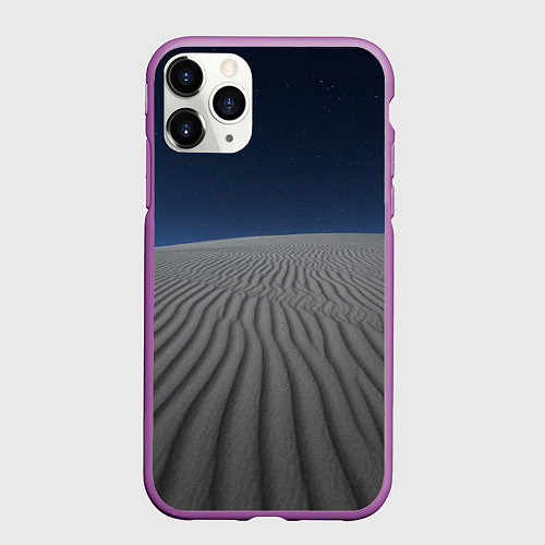 Чехол iPhone 11 Pro матовый Пустыня дюна песок ночь / 3D-Фиолетовый – фото 1