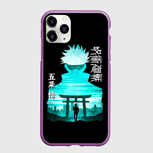 Чехол iPhone 11 Pro матовый Годжо Сатору Магическая битва / 3D-Фиолетовый – фото 1