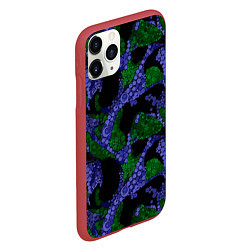 Чехол iPhone 11 Pro матовый Абстрактный темный в горох, цвет: 3D-красный — фото 2