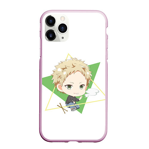 Чехол iPhone 11 Pro матовый Кадзи Акихико с треугольниками / 3D-Розовый – фото 1