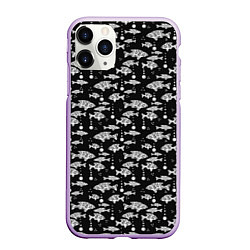 Чехол iPhone 11 Pro матовый Узор для рыбака, цвет: 3D-сиреневый