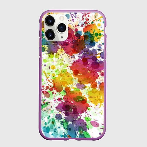 Чехол iPhone 11 Pro матовый Красно-жёлтые пятна / 3D-Фиолетовый – фото 1