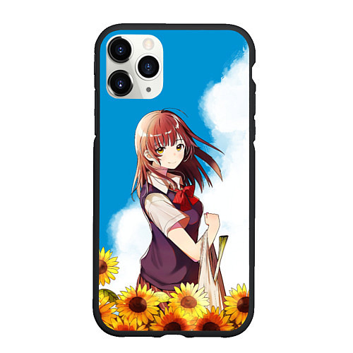 Чехол iPhone 11 Pro матовый Саю и Подсолнухи / 3D-Черный – фото 1