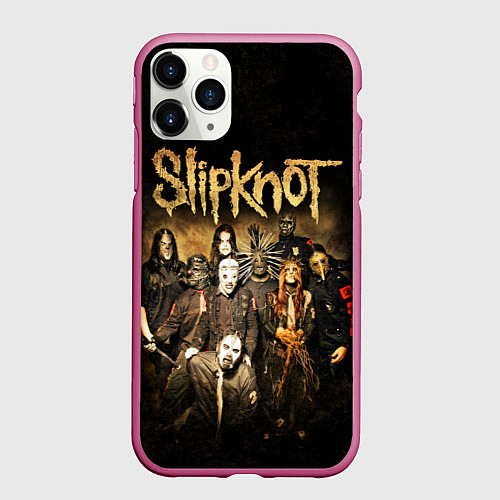 Чехол iPhone 11 Pro матовый Slipknot / 3D-Малиновый – фото 1