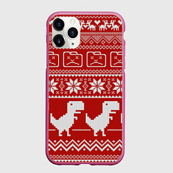 Чехол iPhone 11 Pro матовый Новогодний гугл, цвет: 3D-малиновый