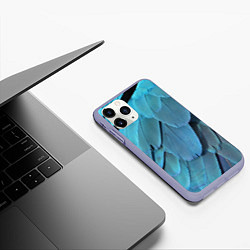 Чехол iPhone 11 Pro матовый Перья попугая, цвет: 3D-светло-сиреневый — фото 2