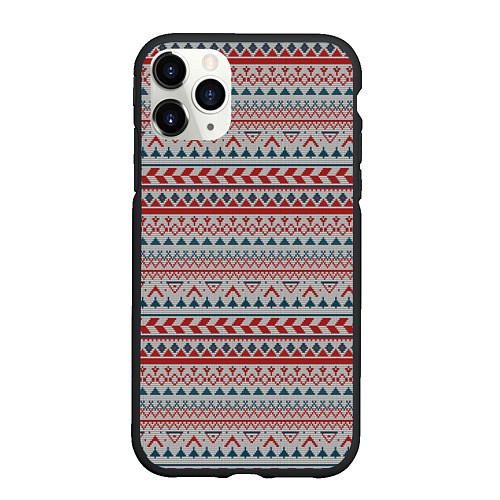 Чехол iPhone 11 Pro матовый Скандинавский орнамент / 3D-Черный – фото 1