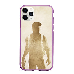 Чехол iPhone 11 Pro матовый Силуэт Нейта Дрейка Uncharted, цвет: 3D-фиолетовый