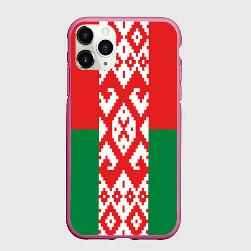 Чехол iPhone 11 Pro матовый Белоруссия / 3D-Малиновый – фото 1