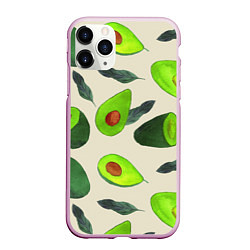Чехол iPhone 11 Pro матовый Авокадо - фруктовый паттерн, цвет: 3D-розовый