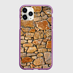 Чехол iPhone 11 Pro матовый Каменная стена, цвет: 3D-фиолетовый