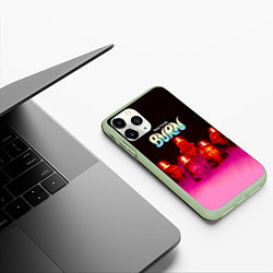 Чехол iPhone 11 Pro матовый Deep Purple - Burn, цвет: 3D-салатовый — фото 2