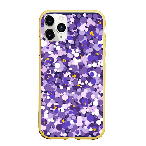 Чехол iPhone 11 Pro матовый Анютины глазки узор / 3D-Желтый – фото 1