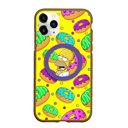 Чехол iPhone 11 Pro матовый Гомер ням Пончик, цвет: 3D-коричневый
