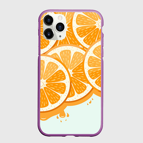 Чехол iPhone 11 Pro матовый АПЕЛЬСИН ORANGE / 3D-Фиолетовый – фото 1