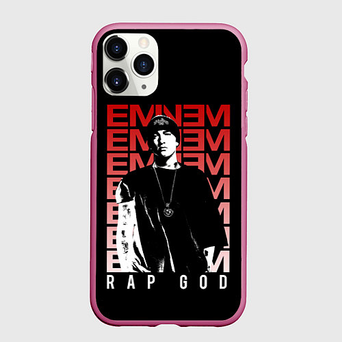 Чехол iPhone 11 Pro матовый Рэп бог / 3D-Малиновый – фото 1