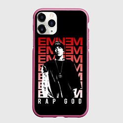 Чехол iPhone 11 Pro матовый Рэп бог, цвет: 3D-малиновый