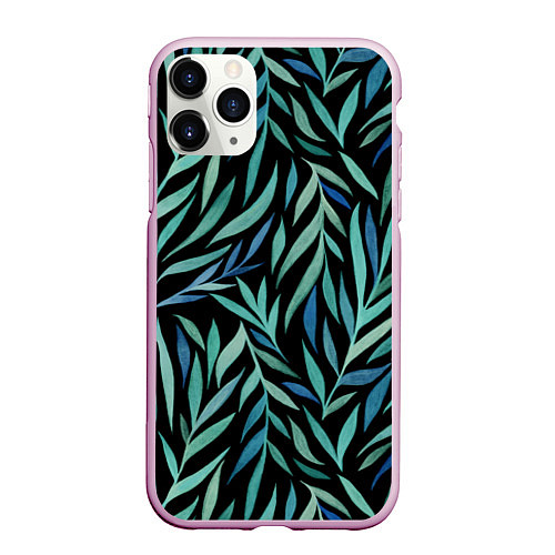 Чехол iPhone 11 Pro матовый Растительный орнамент / 3D-Розовый – фото 1