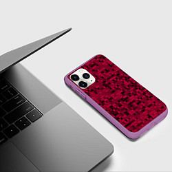 Чехол iPhone 11 Pro матовый Красно-черный абстрактный узор, цвет: 3D-фиолетовый — фото 2