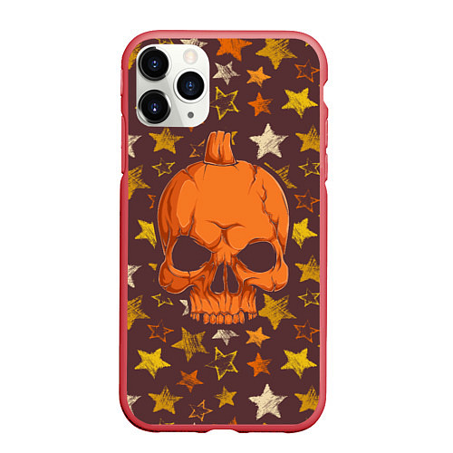 Чехол iPhone 11 Pro матовый Череп-тыква / 3D-Красный – фото 1