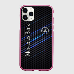 Чехол iPhone 11 Pro матовый MERCEDES LOGO NEON, цвет: 3D-малиновый
