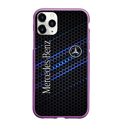 Чехол iPhone 11 Pro матовый MERCEDES LOGO NEON, цвет: 3D-фиолетовый