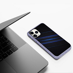 Чехол iPhone 11 Pro матовый СТАЛЬНАЯ СЕТКА НЕОН STEEL MESH NEON, цвет: 3D-светло-сиреневый — фото 2