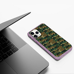 Чехол iPhone 11 Pro матовый Охотник камуфляж из зверей, цвет: 3D-сиреневый — фото 2