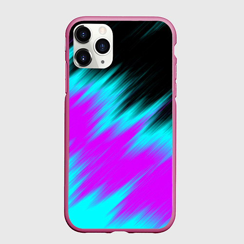 Чехол iPhone 11 Pro матовый НЕОНОВЫЕ ПОЛОСЫ И НИЧЕГО ЛИШНЕГО NEON STRIPES / 3D-Малиновый – фото 1